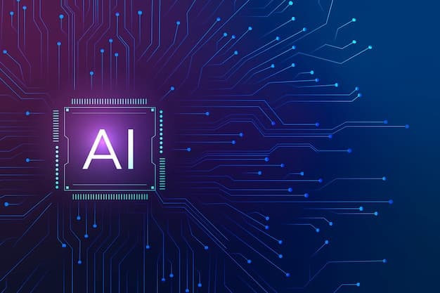 AI microchip with digital circuit lines, representing artificial intelligence technology